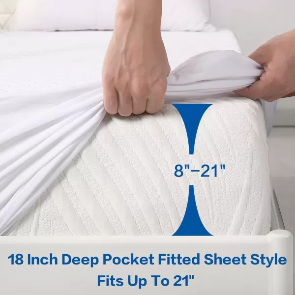 imagePremium Queen Mattress Protector 100 Waterproof 4D Air Fabric More Cooling Breathable Queen Mattress Cover Fitted 821quot Extra Deep Pocket Mattress Topper Washable Noiseless BeehiveQueenWhite