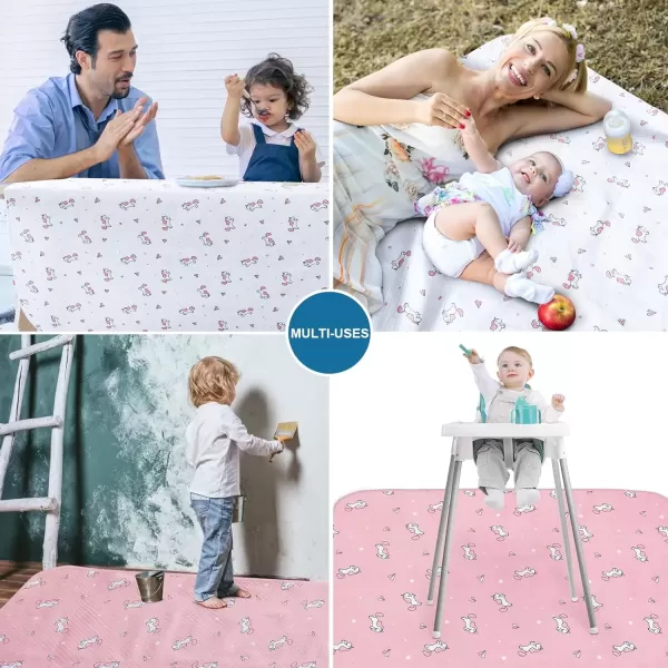imageSPRINGSPIRIT Splat Mat for Under High Chair 2 Pack High Chair Mat for Floor Waterproof Mat Mealtime Playtime AntiSlip and Washable High Chair Mat 42quot x 46quot Dinosaurs ampamp OceanPink