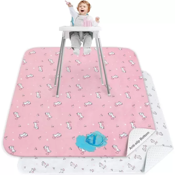imageSPRINGSPIRIT Splat Mat for Under High Chair 2 Pack High Chair Mat for Floor Waterproof Mat Mealtime Playtime AntiSlip and Washable High Chair Mat 42quot x 46quot Dinosaurs ampamp OceanPink