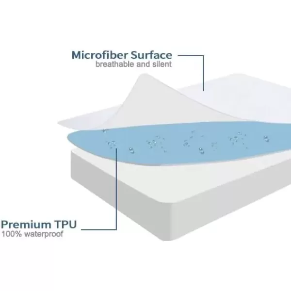 imageSPRINGSPIRIT Twin Mattress Protector Waterproof Twin Mattress Pad Cover Fitted up to 14 Depth Pocket Twin Size Bed Fitted Sheet1