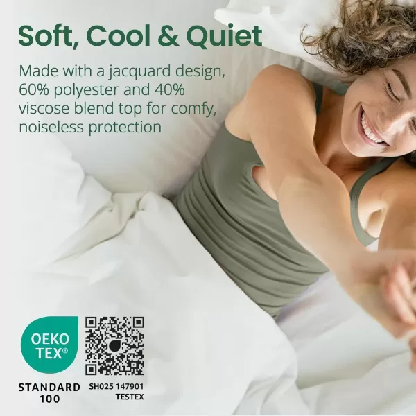 imageSafeRest 100 Waterproof Queen Size Mattress Protector  Fitted with Stretchable Pockets  Machine Washable Cotton Mattress Cover for BedBamboo Viscose