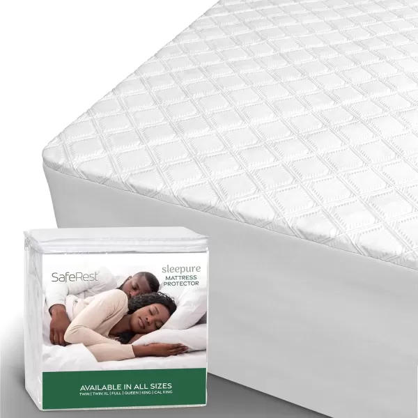 imageSafeRest 100 Waterproof Queen Size Mattress Protector  Fitted with Stretchable Pockets  Machine Washable Cotton Mattress Cover for BedBamboo Viscose