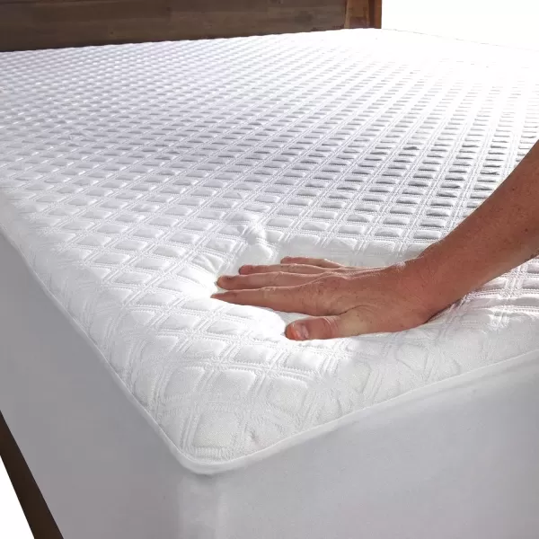 imageSafeRest 100 Waterproof Queen Size Mattress Protector  Fitted with Stretchable Pockets  Machine Washable Cotton Mattress Cover for BedBamboo Viscose
