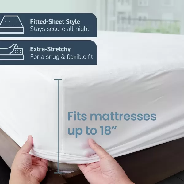 imageSafeRest 100 Waterproof Queen Size Mattress Protector  Fitted with Stretchable Pockets  Machine Washable Cotton Mattress Cover for BedOriginal Cotton Terry