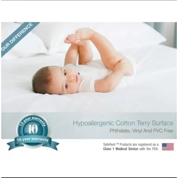 imageSafeRest 100 Waterproof Queen Size Mattress Protector  Fitted with Stretchable Pockets  Machine Washable Cotton Mattress Cover for BedOriginal Cotton Terry