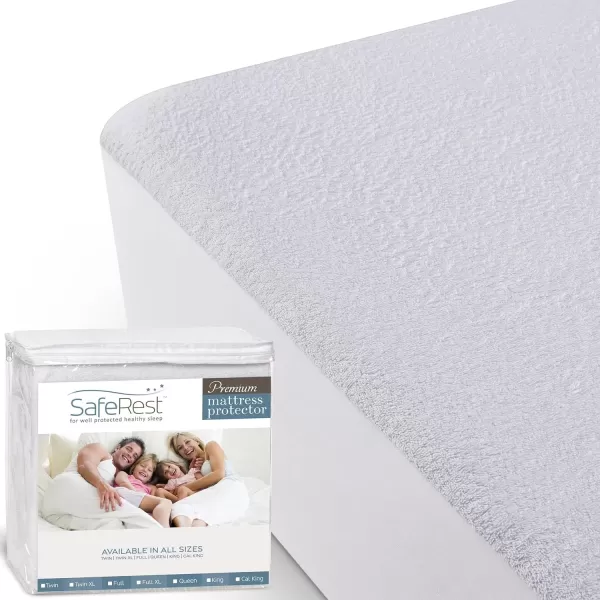 imageSafeRest 100 Waterproof Queen Size Mattress Protector  Fitted with Stretchable Pockets  Machine Washable Cotton Mattress Cover for BedOriginal Cotton Terry