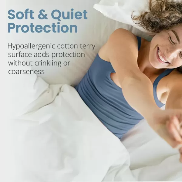 imageSafeRest 100 Waterproof Queen Size Mattress Protector  Fitted with Stretchable Pockets  Machine Washable Cotton Mattress Cover for BedOriginal Cotton Terry