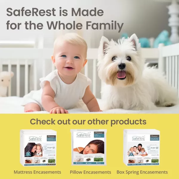 imageSafeRest 100 Waterproof Queen Size Mattress Protector  Fitted with Stretchable Pockets  Machine Washable Cotton Mattress Cover for BedPolyester
