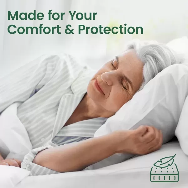 imageSafeRest 100 Waterproof Queen Size Mattress Protector  Fitted with Stretchable Pockets  Machine Washable Cotton Mattress Cover for BedPolyester