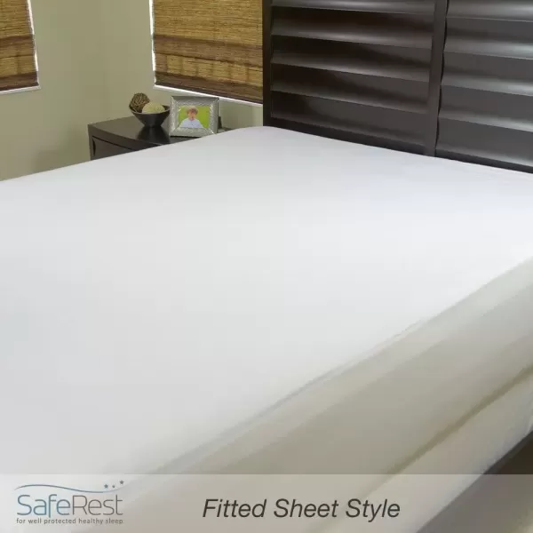imageSafeRest 100 Waterproof Queen Size Mattress Protector  Fitted with Stretchable Pockets  Machine Washable Cotton Mattress Cover for BedPolyester Blend