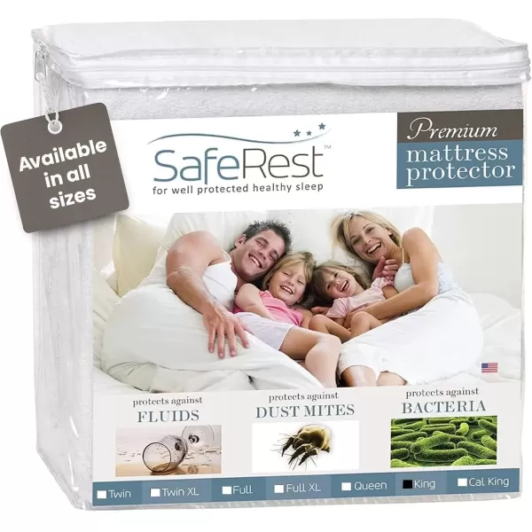 imageSafeRest 100 Waterproof Queen Size Mattress Protector  Fitted with Stretchable Pockets  Machine Washable Cotton Mattress Cover for BedPolyester Blend