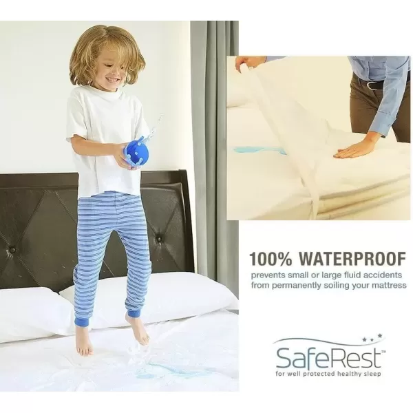 imageSafeRest Pillow Protector  Pack of 1  Standard Size Waterproof Pillow Cover  Zippered Pillow Encasement for College Dorm Room New Home First Apartment  Cotton Terry Waterproof BreathableKing 1Pack