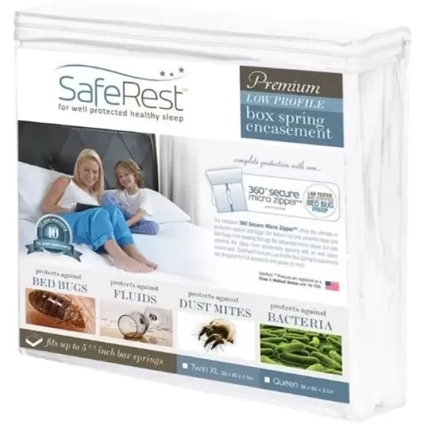 imageSafeRest Premium 9quot Thick Box Spring Encasement  Waterproof  Breathable Noiseless and Vinyl Free  Fits Up to 9quot  QueenFull
