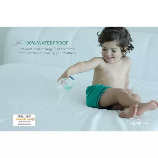 imageSafeRest Renewal Derived Viscose Rayon Mattress Pad Protector Cover  Waterproof Breathable Vinyl Free  Queen Size