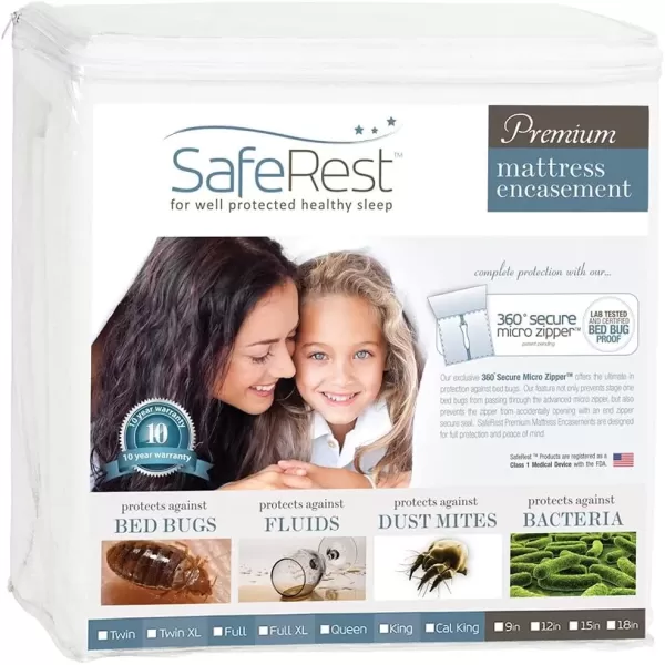 imageSafeRest Zippered Mattress Protector  Premium 6 Inch Waterproof Mattress Cover for Bed  Breathable ampamp Noiseless Washable Mattress Encasement  CribCali K 1518