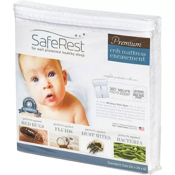 imageSafeRest Zippered Mattress Protector  Premium 6 Inch Waterproof Mattress Cover for Bed  Breathable ampamp Noiseless Washable Mattress Encasement  CribCrib 6