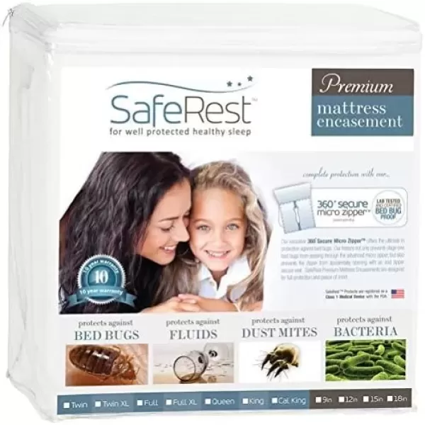 imageSafeRest Zippered Mattress Protector  Premium 6 Inch Waterproof Mattress Cover for Bed  Breathable ampamp Noiseless Washable Mattress Encasement  CribTwin 1215
