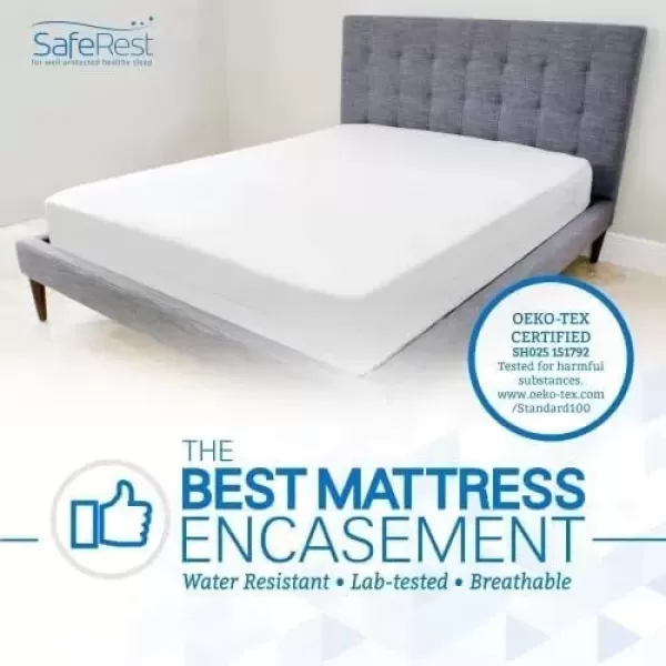 imageSafeRest Zippered Mattress Protector  Premium 6 Inch Waterproof Mattress Cover for Bed  Breathable ampamp Noiseless Washable Mattress Encasement  CribTwin 912