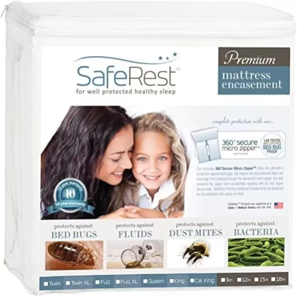 imageSafeRest Zippered Mattress Protector  Premium 6 Inch Waterproof Mattress Cover for Bed  Breathable ampamp Noiseless Washable Mattress Encasement  CribTwin 912