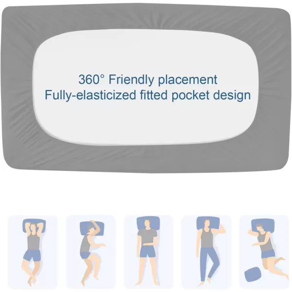 imageTwin Mattres Protector Pad Waterproof Quilted Breathable ampamp Cooling Twin Size Mattress Topper Cover Fitted for Kids with Deep Pocket Up to 14quot for Single Bed GrayGray