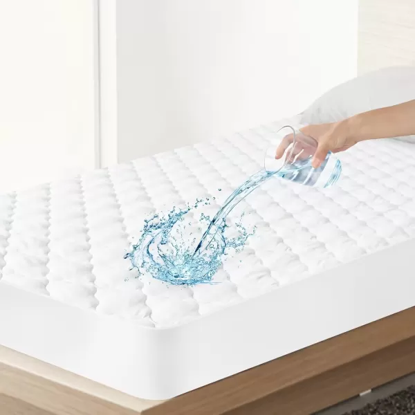 imageTwin Mattres Protector Pad Waterproof Quilted Breathable ampamp Cooling Twin Size Mattress Topper Cover Fitted for Kids with Deep Pocket Up to 14quot for Single Bed GrayWhite