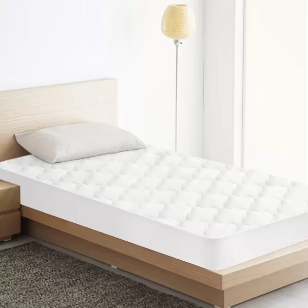 imageTwin Mattres Protector Pad Waterproof Quilted Breathable ampamp Cooling Twin Size Mattress Topper Cover Fitted for Kids with Deep Pocket Up to 14quot for Single Bed GrayWhite