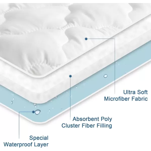imageTwin Mattres Protector Pad Waterproof Quilted Breathable ampamp Cooling Twin Size Mattress Topper Cover Fitted for Kids with Deep Pocket Up to 14quot for Single Bed GrayWhite