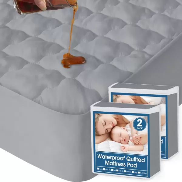 imageTwin Mattres Protector Pad Waterproof Quilted Breathable ampamp Cooling Twin Size Mattress Topper Cover Fitted for Kids with Deep Pocket Up to 14quot for Single Bed GrayGray