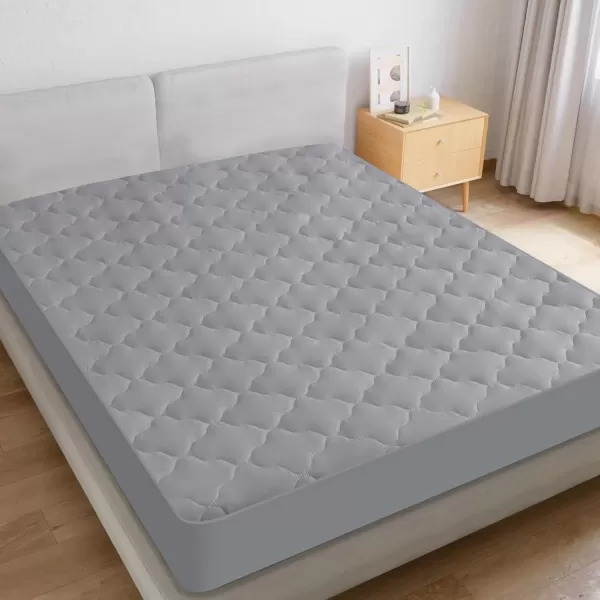 imageTwin Mattres Protector Pad Waterproof Quilted Breathable ampamp Cooling Twin Size Mattress Topper Cover Fitted for Kids with Deep Pocket Up to 14quot for Single Bed GrayGray