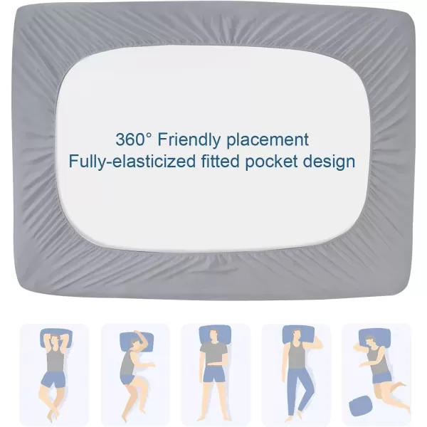 imageTwin Mattres Protector Pad Waterproof Quilted Breathable ampamp Cooling Twin Size Mattress Topper Cover Fitted for Kids with Deep Pocket Up to 14quot for Single Bed GrayGray