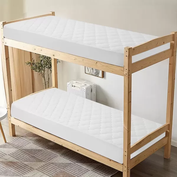 imageTwin Mattres Protector Pad Waterproof Quilted Breathable ampamp Cooling Twin Size Mattress Topper Cover Fitted for Kids with Deep Pocket Up to 14quot for Single Bed GrayWhite