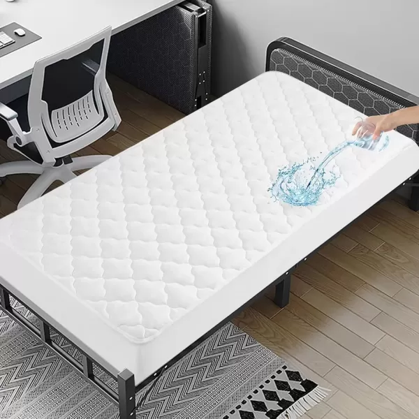imageTwin Mattres Protector Pad Waterproof Quilted Breathable ampamp Cooling Twin Size Mattress Topper Cover Fitted for Kids with Deep Pocket Up to 14quot for Single Bed GrayWhite