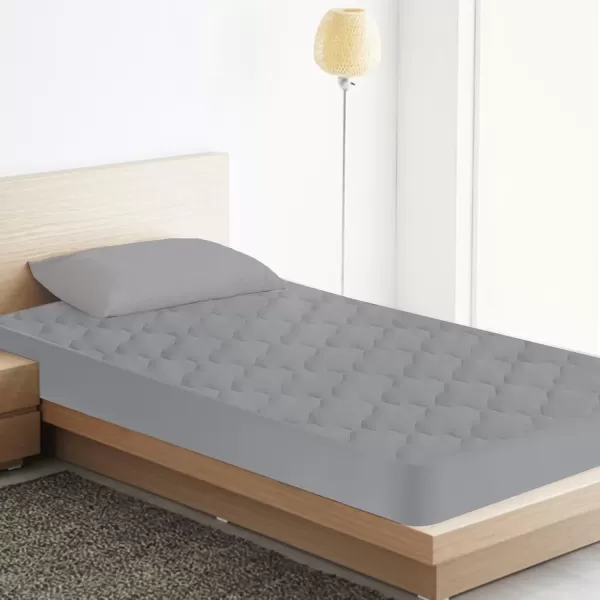 imageTwin Mattres Protector Pad Waterproof Quilted Breathable ampamp Cooling Twin Size Mattress Topper Cover Fitted for Kids with Deep Pocket Up to 14quot for Single Bed GrayGray
