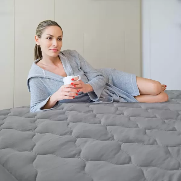 imageTwin Mattres Protector Pad Waterproof Quilted Breathable ampamp Cooling Twin Size Mattress Topper Cover Fitted for Kids with Deep Pocket Up to 14quot for Single Bed GrayGray