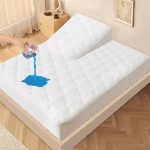 imageTwin Mattres Protector Pad Waterproof Quilted Breathable ampamp Cooling Twin Size Mattress Topper Cover Fitted for Kids with Deep Pocket Up to 14quot for Single Bed GrayWhite