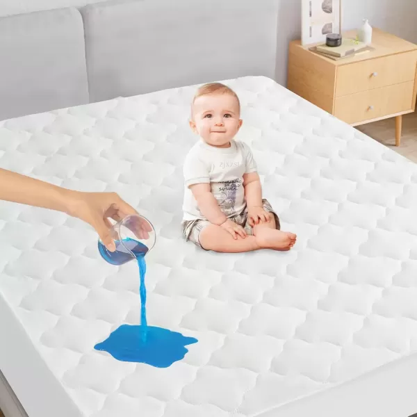 imageTwin Mattres Protector Pad Waterproof Quilted Breathable ampamp Cooling Twin Size Mattress Topper Cover Fitted for Kids with Deep Pocket Up to 14quot for Single Bed GrayWhite
