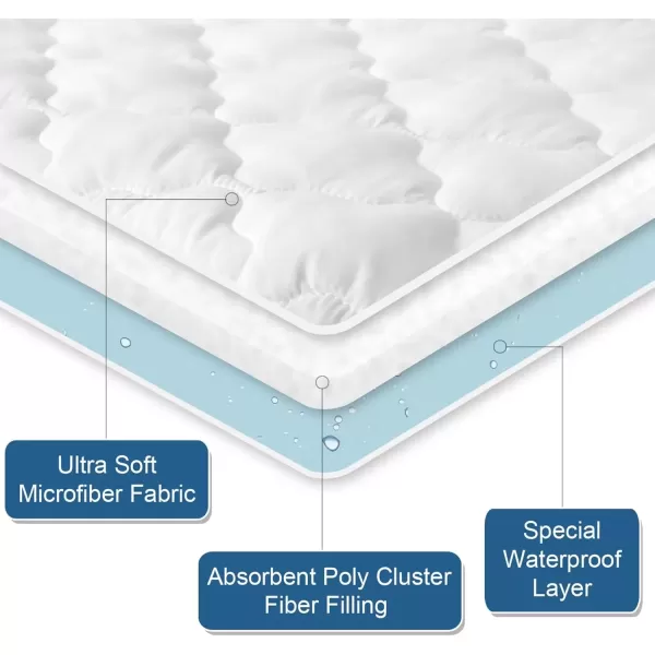 imageTwin Mattres Protector Pad Waterproof Quilted Breathable ampamp Cooling Twin Size Mattress Topper Cover Fitted for Kids with Deep Pocket Up to 14quot for Single Bed GrayWhite