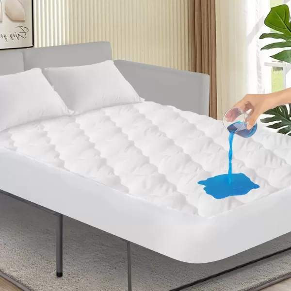 imageTwin Mattres Protector Pad Waterproof Quilted Breathable ampamp Cooling Twin Size Mattress Topper Cover Fitted for Kids with Deep Pocket Up to 14quot for Single Bed GrayWhite