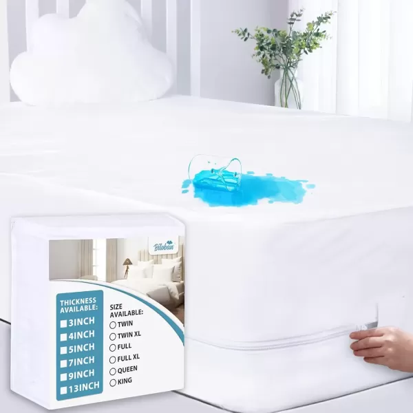 imageTwin Zippered Mattress Protector Waterproof 3457913Inches Low Profile Mattress Encasement ampamp Mattress Cover for Kids 6 Sides Wrapping Box Spring Cover Smooth ampamp BreathableTwin