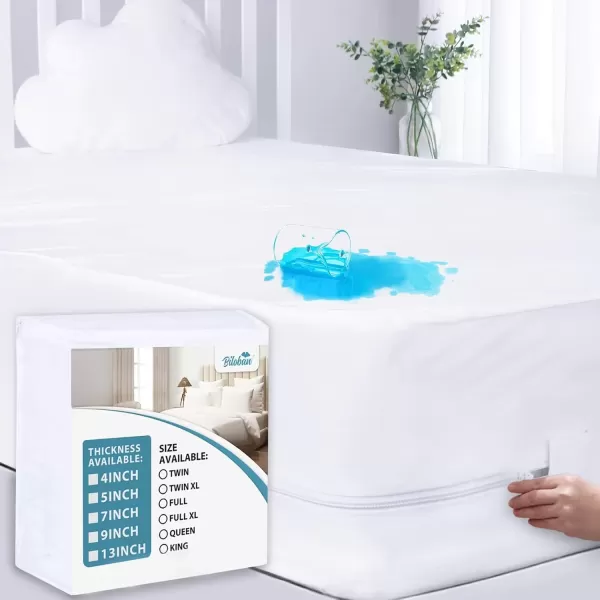 imageWaterproof Mattress Protector Queen 3457913Inches High Profile Zippered Mattress Cover ampamp Encasement 6 Sides Wrapping Box Spring CoverKing