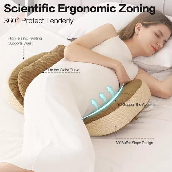 imagePregnancy Pillow Small MaternityPregnancy Body Pillow Support for Back Legs Belly HIPS of Pregnant Women Super Supportive Filling Portable Pillow Pregnancy for Travel Maternity Gift Khaki