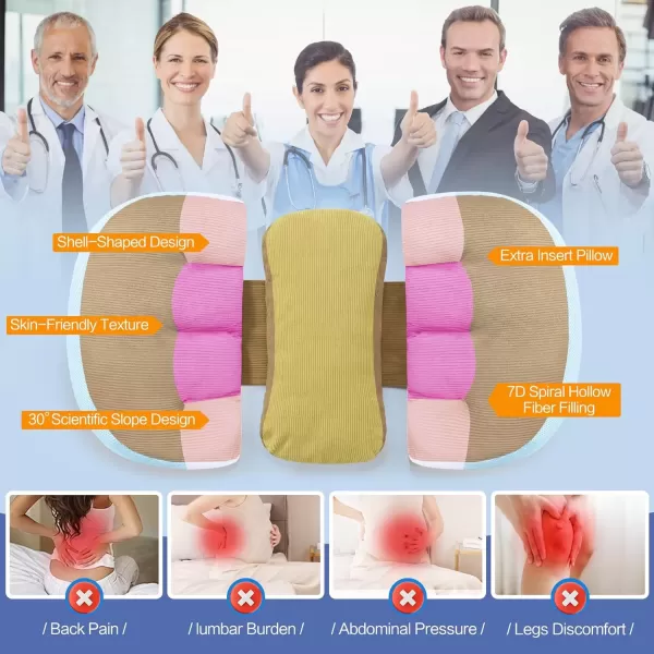 imagePregnancy Pillow Small MaternityPregnancy Body Pillow Support for Back Legs Belly HIPS of Pregnant Women Super Supportive Filling Portable Pillow Pregnancy for Travel Maternity Gift Khaki