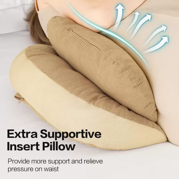 imagePregnancy Pillow Small MaternityPregnancy Body Pillow Support for Back Legs Belly HIPS of Pregnant Women Super Supportive Filling Portable Pillow Pregnancy for Travel Maternity Gift Khaki