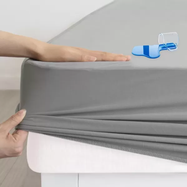 imageTwin Mattress Protector Waterproof Twin Size Mattress Pad Cover for Kids BedSoft ampamp Breathable Twin Fitted Bed Sheet for Single Bed with Deep Pocket and Elastic Rubber Band Up to 14 Inches GrayGray