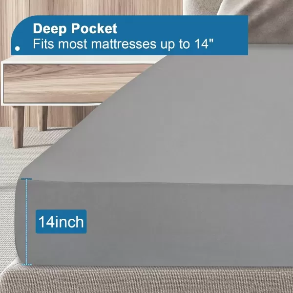 imageTwin Mattress Protector Waterproof Twin Size Mattress Pad Cover for Kids BedSoft ampamp Breathable Twin Fitted Bed Sheet for Single Bed with Deep Pocket and Elastic Rubber Band Up to 14 Inches GrayGray