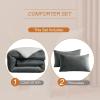 imageMERITLIFE California King Size Comforter Set Micromink Sherpa Comforter Cal King 3 Pcs Bedding Set Winter Warm Fleece Reversible Comforter 2 Pillowcases CharcoalWhite96quotx104quotCharcoal