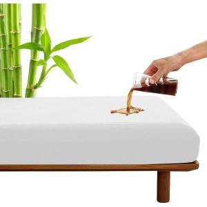 imageSPRINGSPIRIT Queen Size Waterproof Mattress Protector Cooling Viscose Made from Bamboo Mattress Pad Cover Queen Fitted up to 18 Depth Pocket