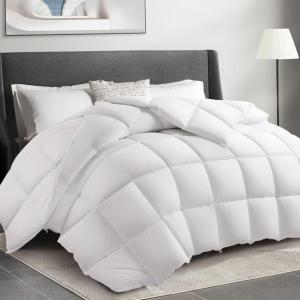 imageMERITLIFE Oversized King Comforter All Season Quilted Down Alternative Bed Comforter Cooling 2100 Series Reversible Lightweight Breathable Duvet Insert with Corner TabsDark Grey98quotx116quotWhite