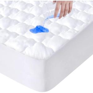 imageKing Mattres Protector Pad Waterproof Quilted Breathable ampamp Cooling King Size Mattress Cover Protector Fitted with Deep Pocket Up to 24quot White