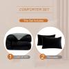 imageMERITLIFE Luxury Fluffy Black Queen Comforter Set Micromink Sherpa Comforter 3 Pcs Bed Set Queen Size DoubleSided 1 Warm Fleece Comforter 2 PillowcasesWashableBlack Grey88quotx88quotBlack